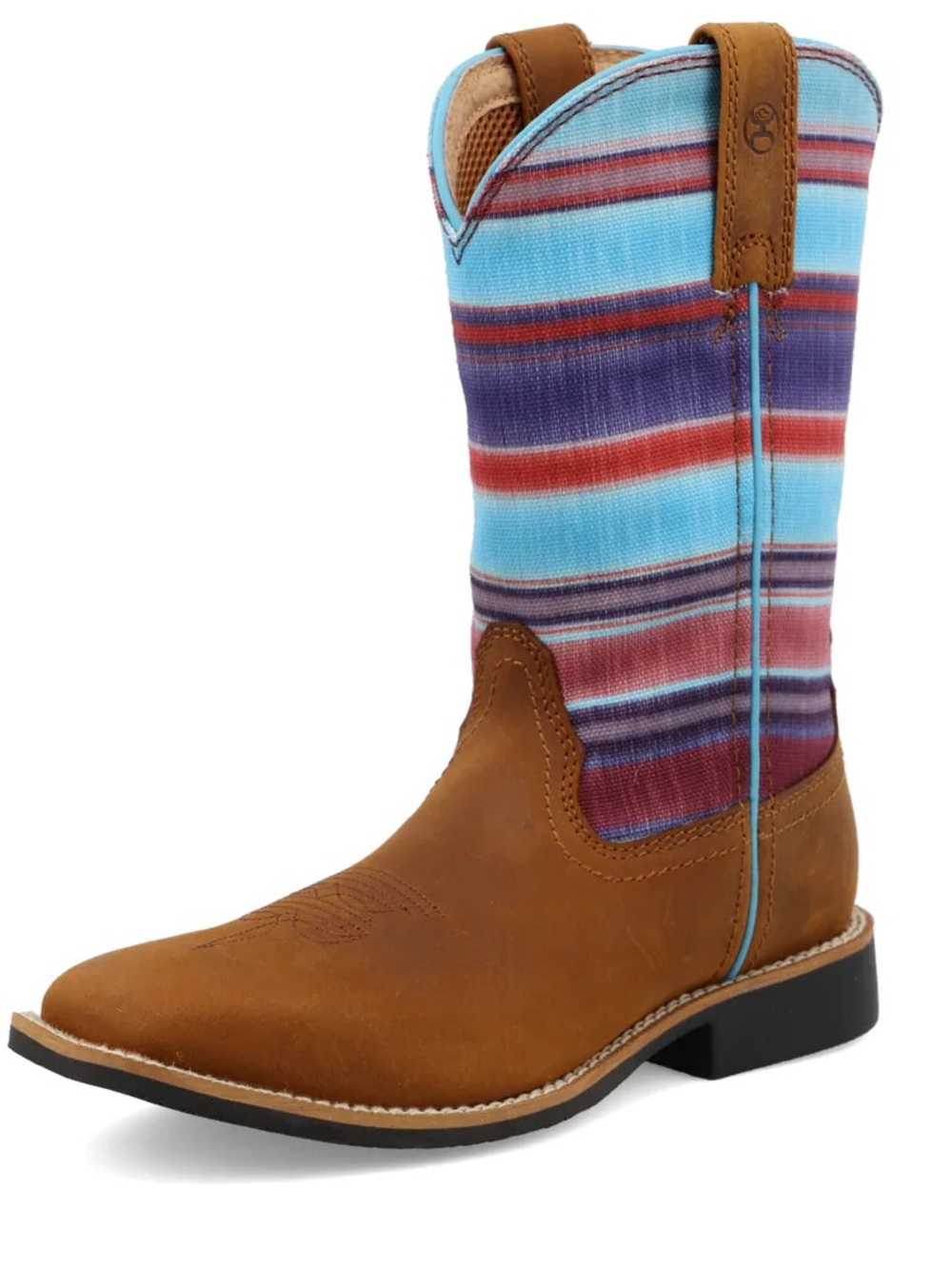 Twisted X Hooey Brown Leather Cowgirl Boot with Multicolor Striped Shaft